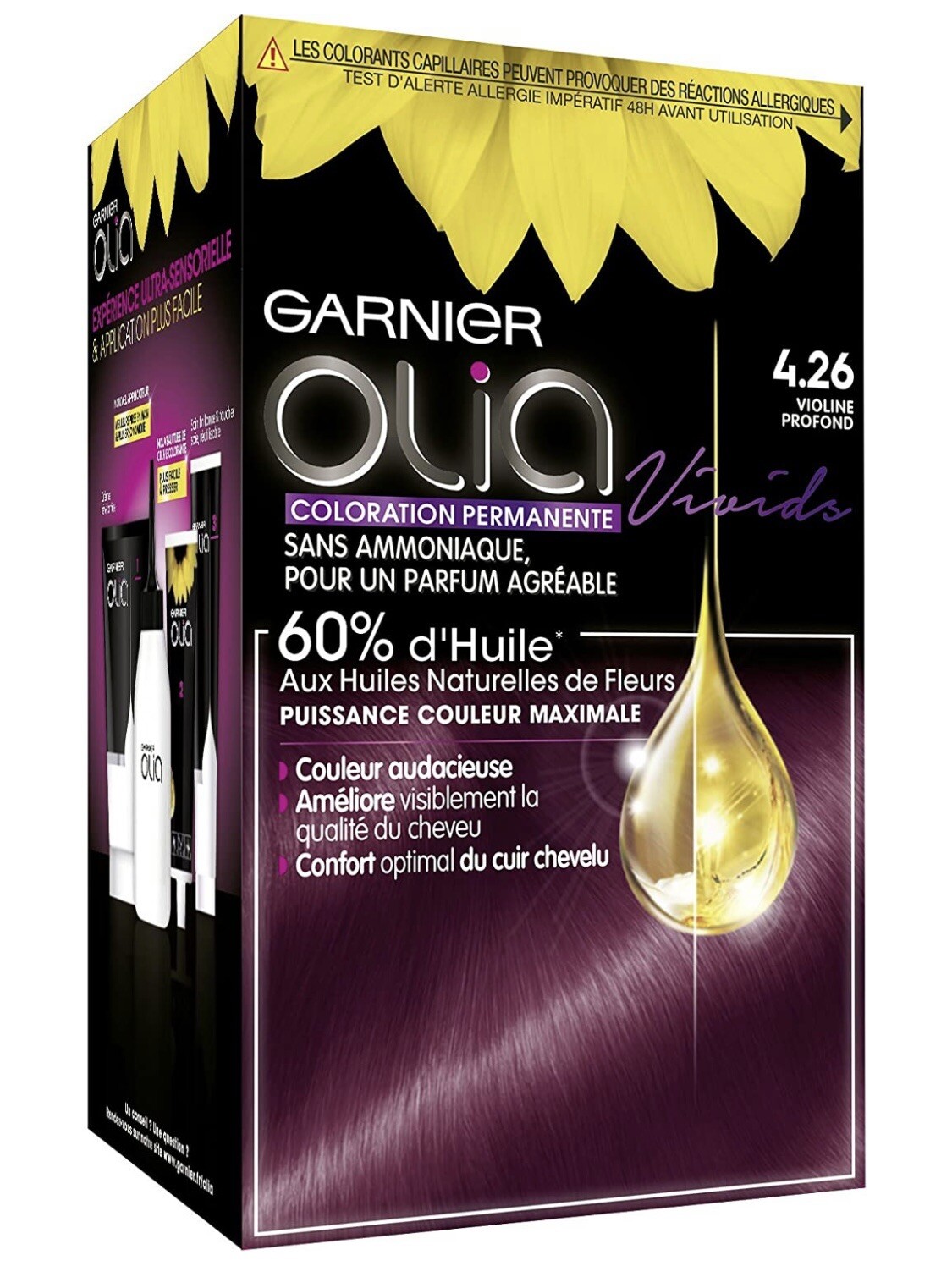 Coloration Garnier Olia 4.26 violone profond pour sublimer vos reflets au quotidien