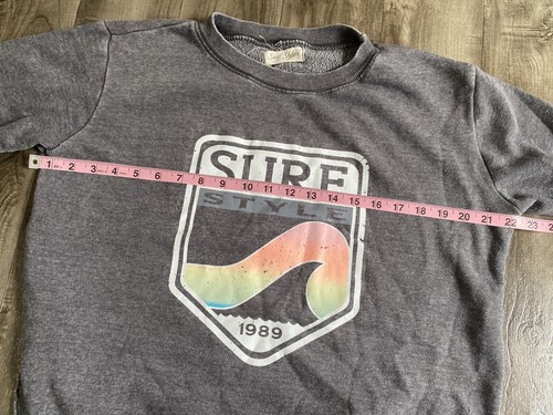 Womens Surf Style Sweatshirt Relaxed Fit Lightweight Factory Distressed sz S - Picture 2 of 8
