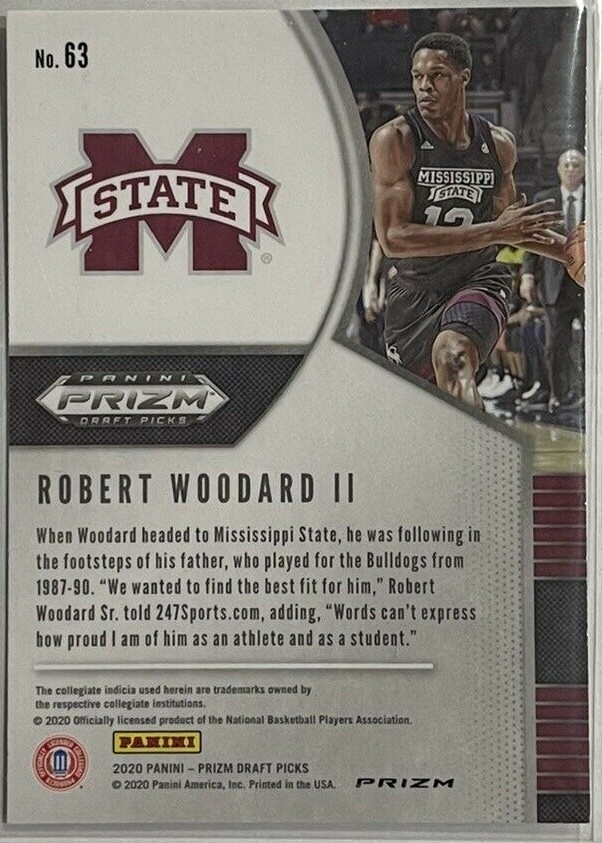 2020 Panini Prizm Draft Picks Robert Woodard II #63 Silver Prizm