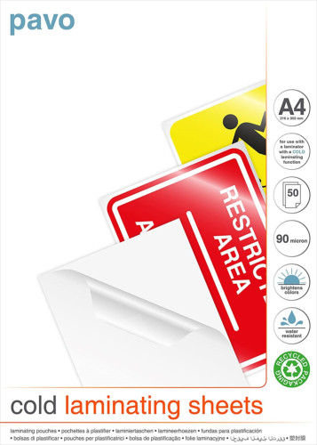 PAVO A3 Cold Laminating Pouches Laminator Sheets Sleeves  90 Micron x 50 sheets