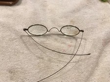 Antique Unisex Eyeglasses Oval Brass Frames Straight Temples Great Patina