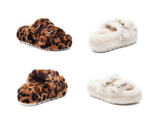 JSlides Brooke Shearling Women's Slippers Leopard Natural Size 6