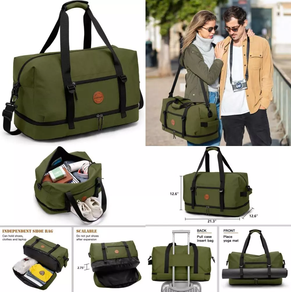 Laripwit Duffle Bag Large Size Gym Bags for Men Waterproof 55L, Medium-Green  | eBay