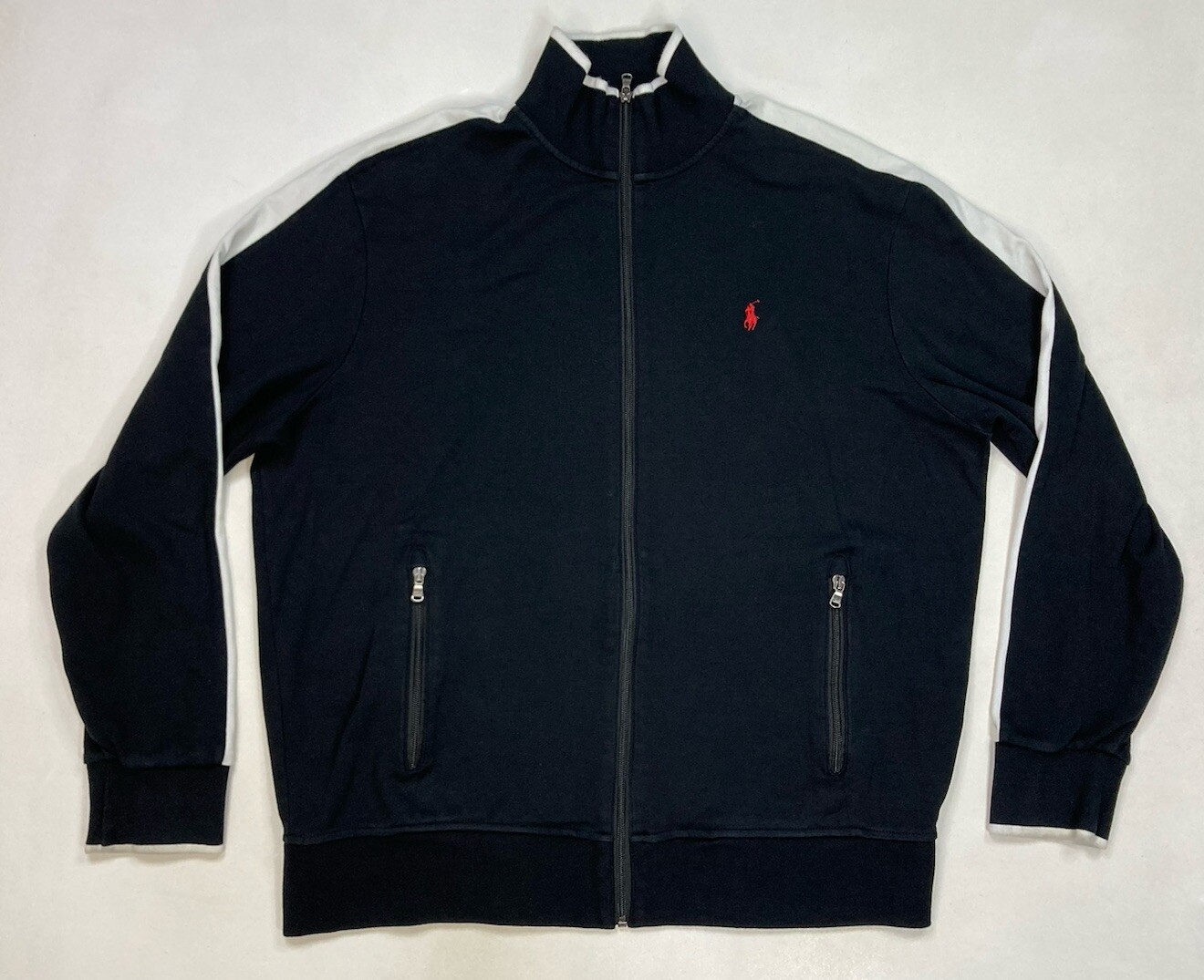 Polo Ralph Lauren Giacca da Pista Cotone Uomo XL Nero Pony Rosso Colorblock