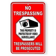 Metal Sign Warning 24 Hour Video Surveillance Camera CCTV Protected Security