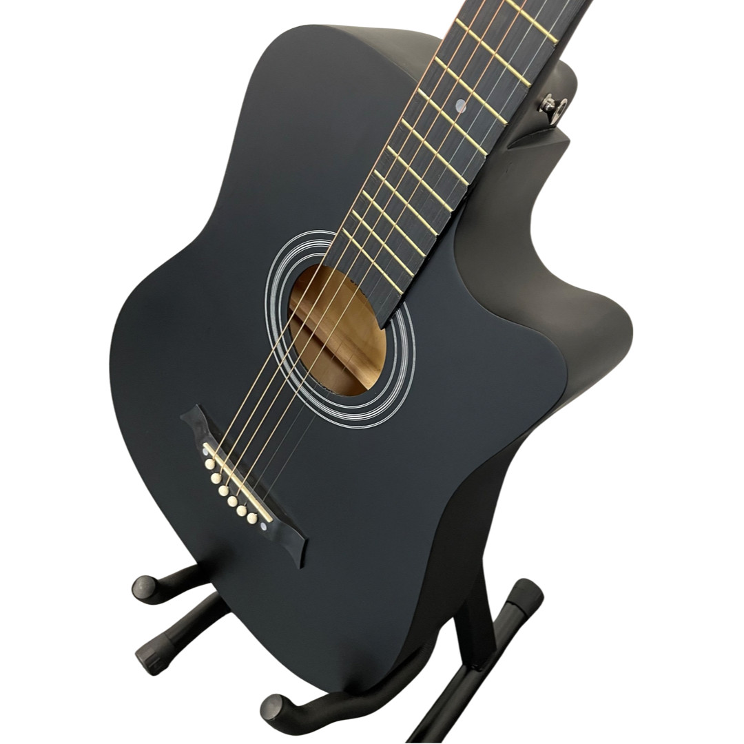 Chitarra acustica nera cutaway 38 pollici nuova foto 4