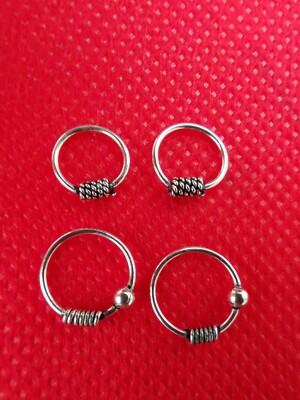 STERLING SILBER 925 2 PAAR SCHÖNE DESIGN CREOLEN FÜR VERSCHIEDENE PIERCINGSl76K13