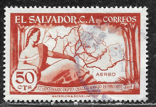 HICK GIRL USED EL SALVADOR STAMP SC#C177 1956 CHALATENANGO H182