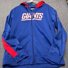 Nike Therma-Fit New York Giants Football Team Mens Jacket Size L Blue Full Zip
