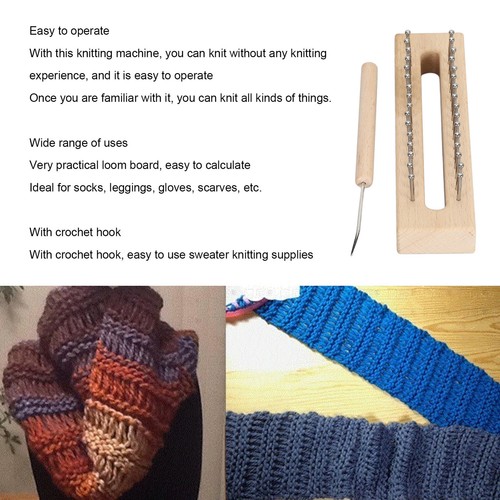 Wooden Knitting Loom With Loom Hook Wooden Knitting Loom Tools For Scarf Hat. - Picture 9 of 12