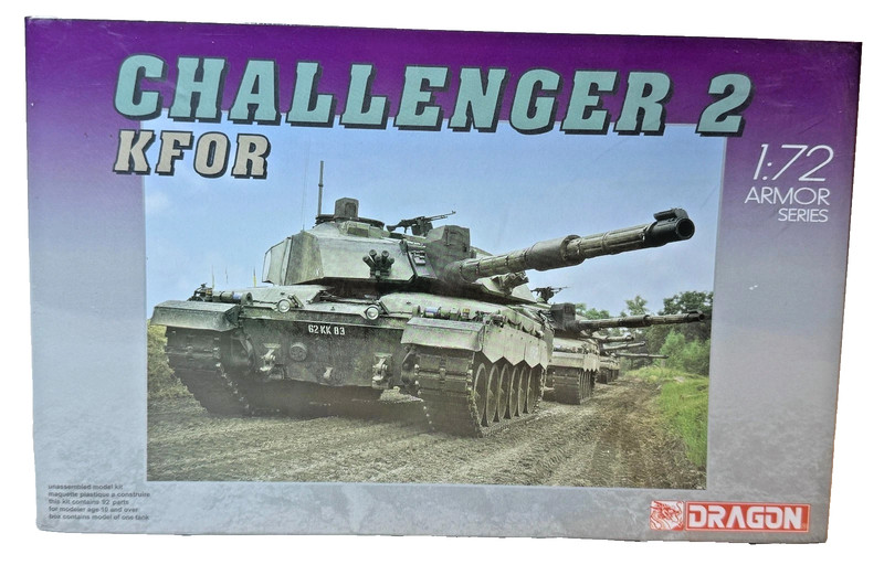 DRAGON ARMOR SERIES 1:72 SCALE " CHALLENGER 2 KFOR " PLASTIC MODEL KIT # 7222