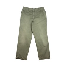 Vtg 50s McGregor Olive Green Cotton Twill Chino Pants 32x27 Cuffed Made in USA