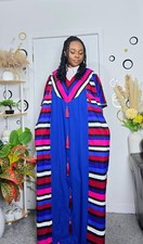 African Print Plain  Pattern Kaftan