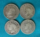 4 Canada Dimes 10 cents 2-1938 1941 1944 George VI