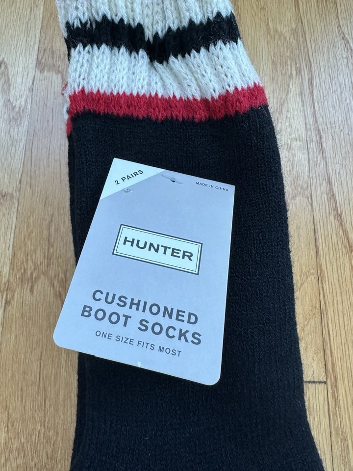 Meias femininas Hunter acolchoadas botas 2 pares novas em preto - Imagem 2 de 2