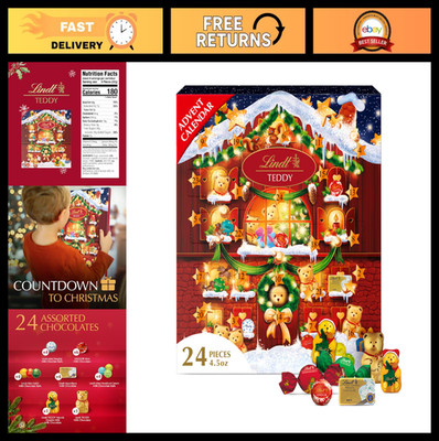 Holiday Teddy Bear Advent Calendar - Assorted Chocolate Candy Treats, 4.5 oz.