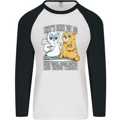 An Eule & Katze Buch Lesen Bibliophile Herren L/S Baseball