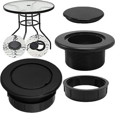 Patio Umbrella Hole Ring Plug Cap Set for Outdoor Table Hole Cover - Black