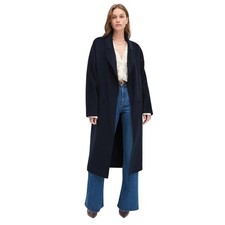 Favorite Daughter Navy Womens The Luca Wool Blend Long Sleeve Maxi Coat