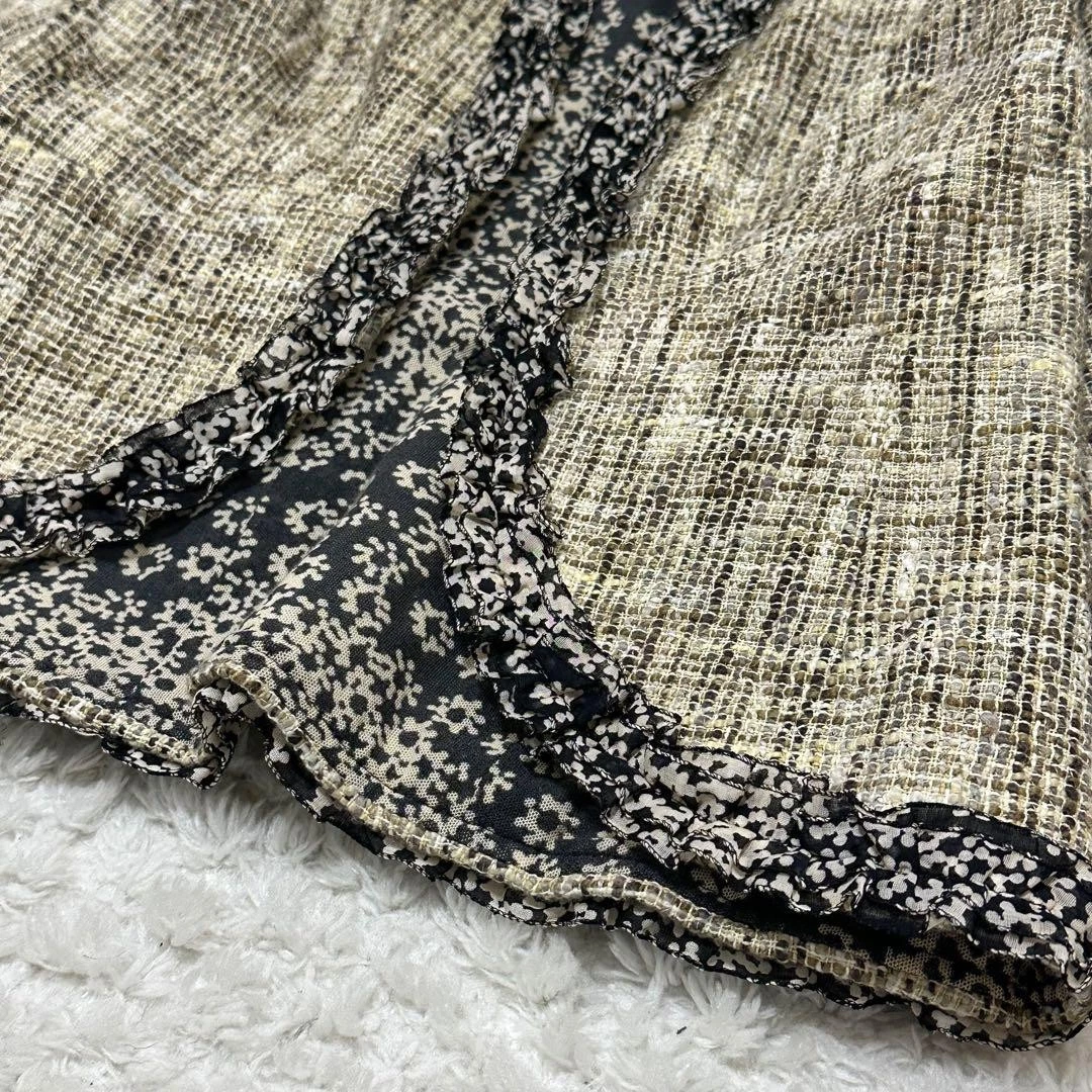 CHANEL Giacca senza colletto in tweed con fantasia floreale e fronzoli Donna 38