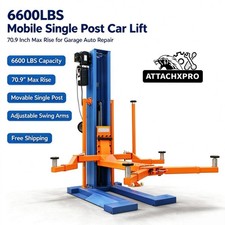 6600lbs Mobile Single Post Car Lift 70.9 Rise For Garage Repair Free Ship Usa