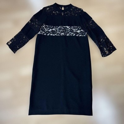 Grace Continental Black Lace-Inset Knee-Length Dress, Size 36 | eBay