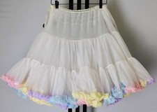 Partners Please Malco Modes Square Dance Petticoat White Pastel Trim Vintage L