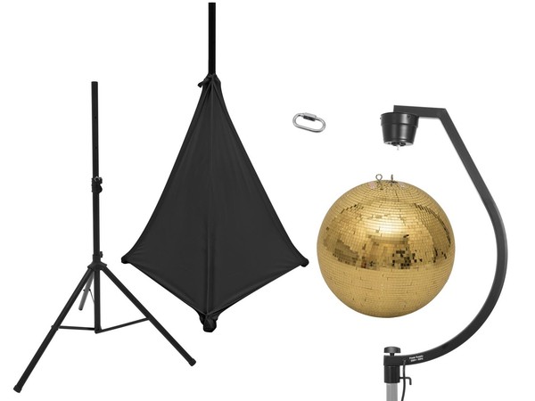 Eurolite Set Spiegelkugel 50Cm Gold Mit Stativ Und Segel Schwarz (-image