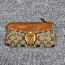 Coach Wallet Envelope Signature Canvas MonogramBrown Pink Leather