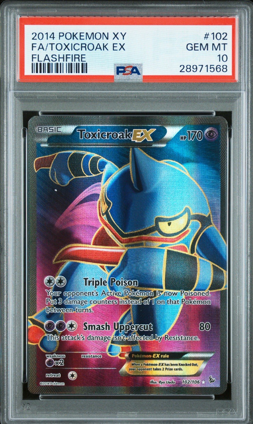 2014 POKEMON XY FLASHFIRE #102 FULL ART/TOXICROAK EX PSA 10