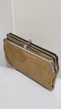 HOBO International Brown Caramel Leather Lauren Double-Frame Clutch Wallet