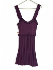 ZARA Pleated Ruffle Dress Size Medium Deep Plum Spring Fashion