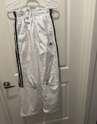 adidas Women s Track Pants XS White/Black 3-Stripes Drawstring Poly Straight