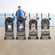 Foldable Lightweight Durable Pet Stroller For Small To Medium Pets Dogs And Cats