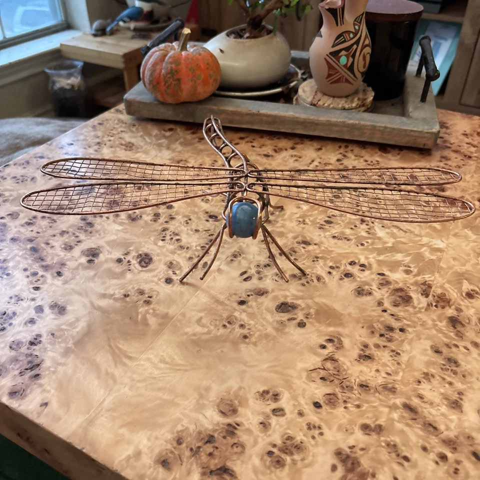 老式批量3颗铜昆虫带蓝色大理石户外花园草坪装饰 — 第 3/4 张图片