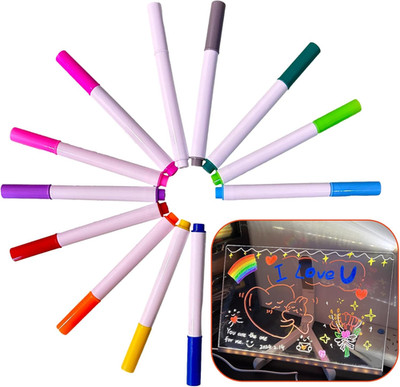 12 Stück LED Light Board Farben Stift, Ersatz Neon Stifte für Glow Art Pad, Filz