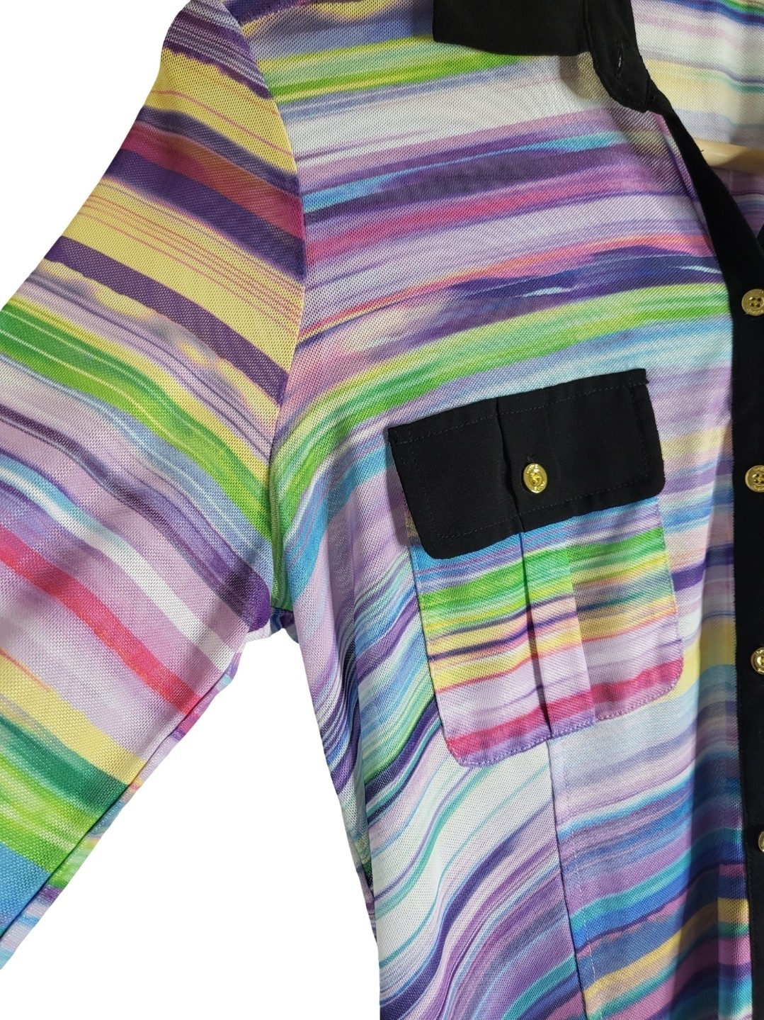 Bebe Multicolored Horizontal Striped Pattern Long… - image 3