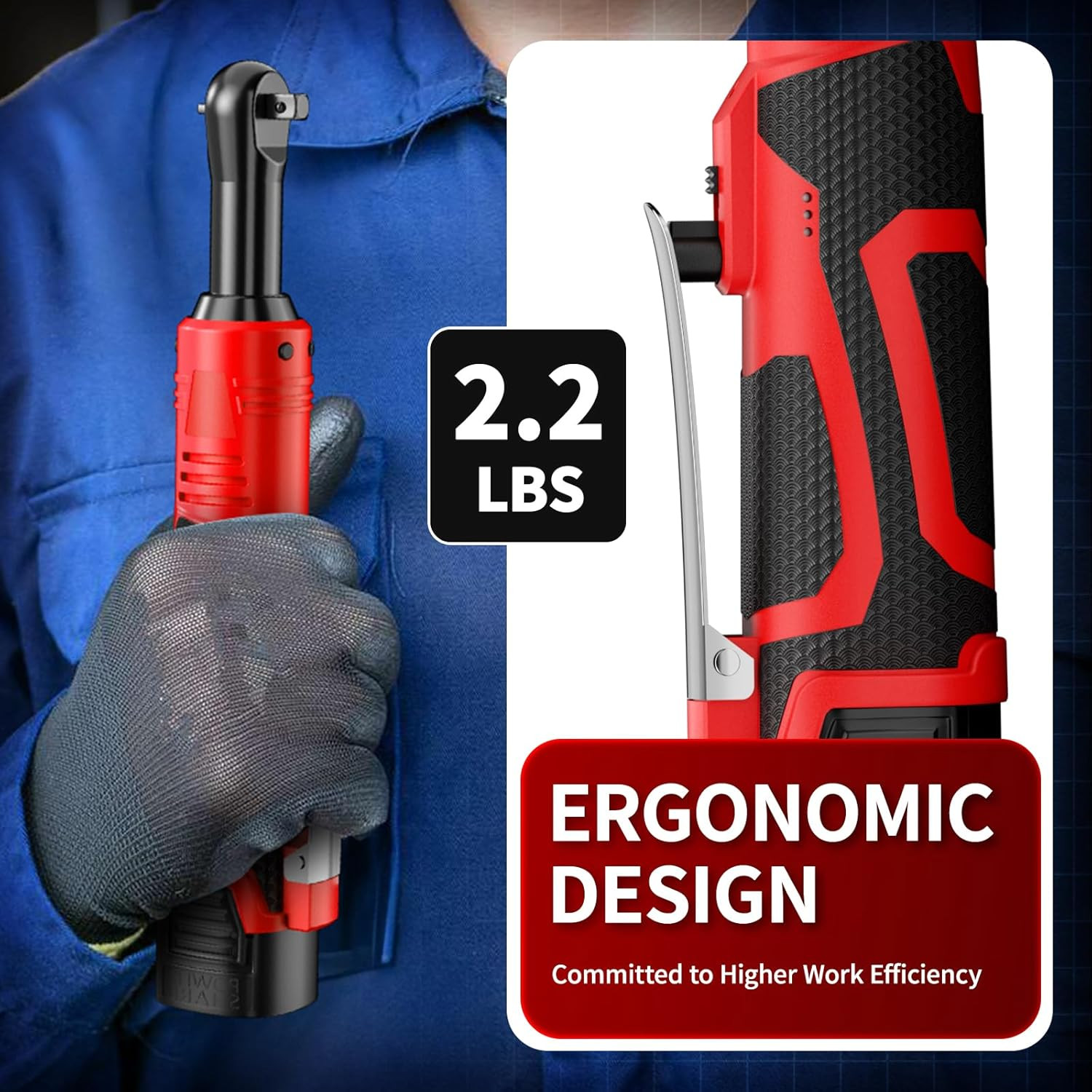 Cordless Electric Ratchet Wrench Set, 40 Ft-Lbs, 550 RPM Power Ratchet,16.8V Ele