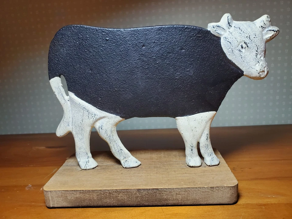COW SHAPED CHALKBOARD Heavy Metal & Fir Wood Base, Farmhouse Style Cottage Core - Image 4 of 4
