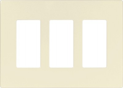 Eaton PJS263LA Decorator Screwless Wallplate, 3-Gang, One Size, Light Almond