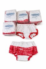 30pc Vtge Mondessa Tennis Collection White Red Lacy Bloomers Undies Kitsch Lge