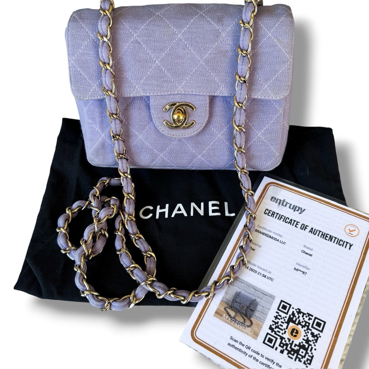 Vintage Chanel Lilac Jersey Classic Single Flap Bag GHW 2000-02