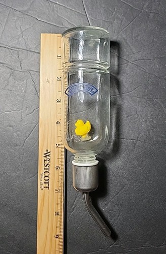Small No-Drip Water Bottle Feeder Glass With Duck Leveler 9"
