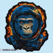 Astronaut Gorilla Embroidered Patch, Space Ape Art, Sci-Fi Street Style, Iron-On