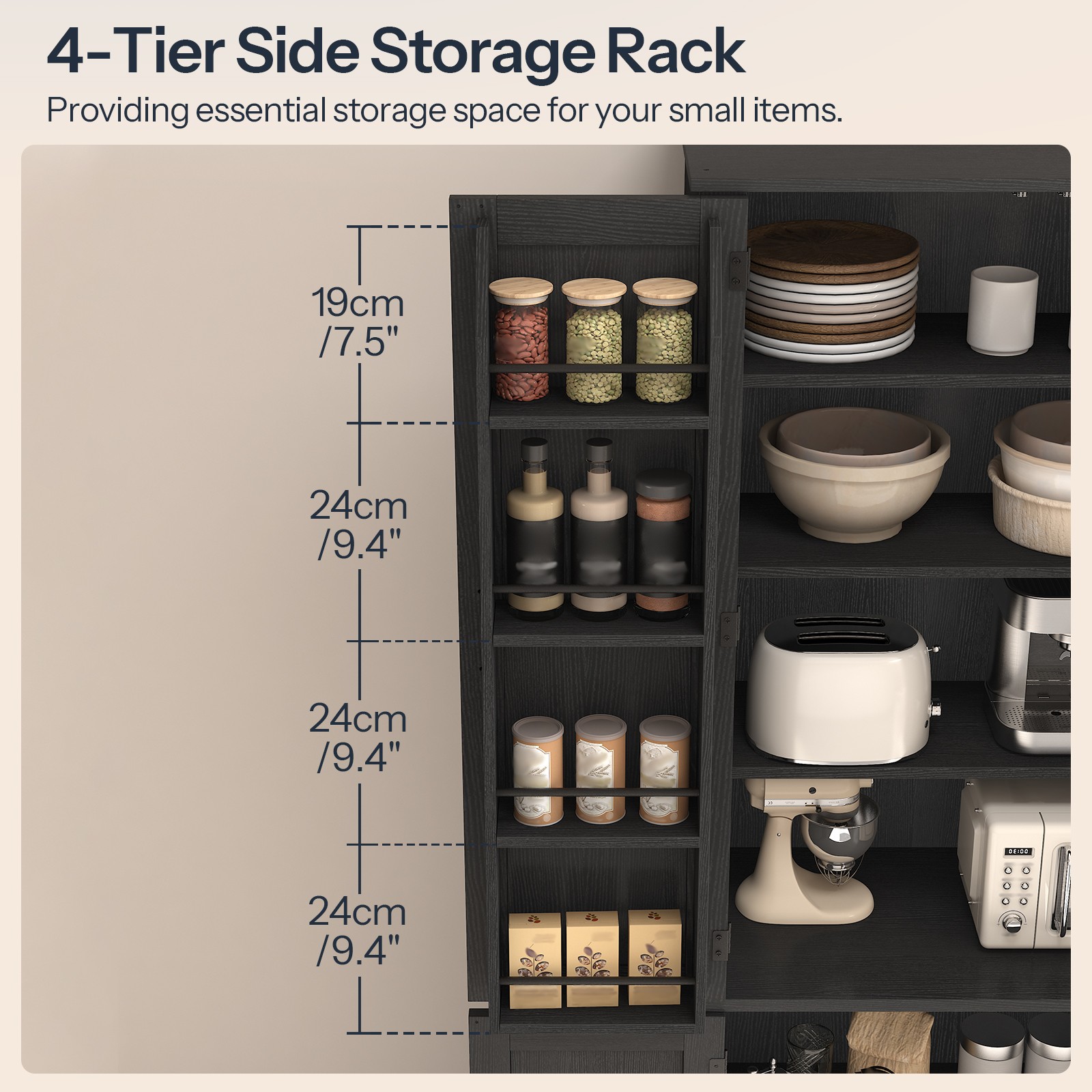 HOOBRO Farmhouse Kitchen Pantry Cabinet 69.7” Storage Cabinet Pantry Cabinet