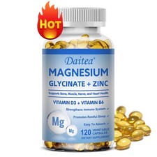 Magnesium Glycinate Zinc Softgels Promote Muscle Bone Mood Cardio Health 120 CT