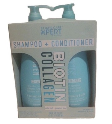 SJ Hair Care  Biotin & Collagen Deep Root Hydrating Shampoo + Conditioner 32 oz