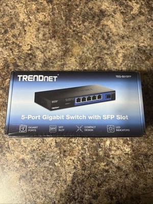 TRENDnet TEG-S51SFP 5-Port Gigabit Compact Metal Desktop Switch with SFP Slot,,
