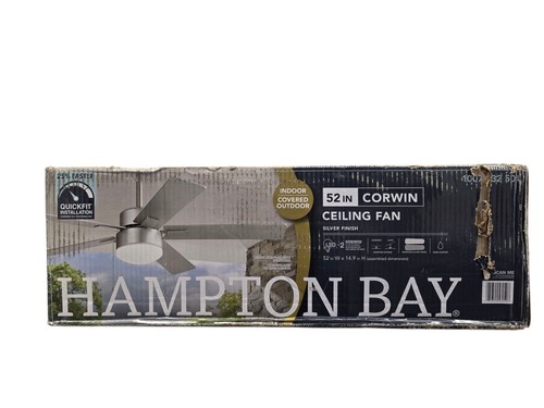 Hampton Bay 56050 52" Corwin Indoor/Outdoor Silver LED Ceiling Fan+Light Kit OB - Picture 3 of 7