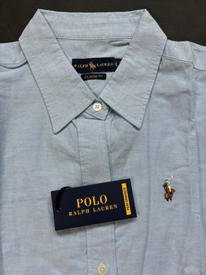 NWT Women's Polo Ralph Lauren Light Blue Button Down Dress Shirt L / Large